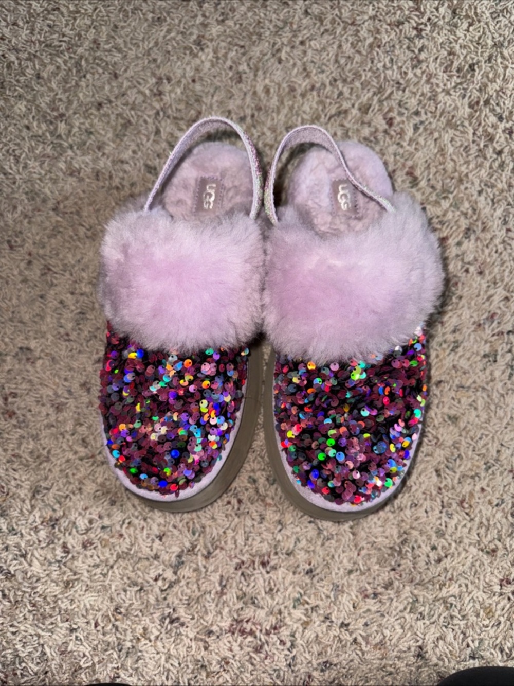 UGG FUNKETTE STELLAR SEQUIN WOMEN SANDAL LILAC FROST Size 7